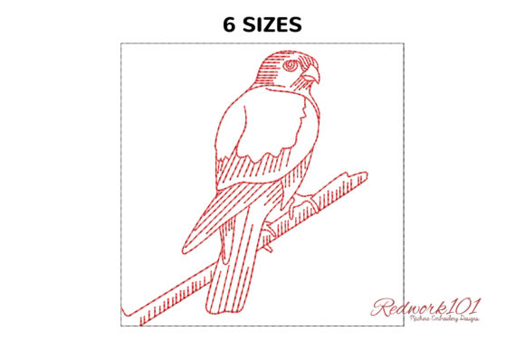 American Kestrel Redwork Design for Apparel