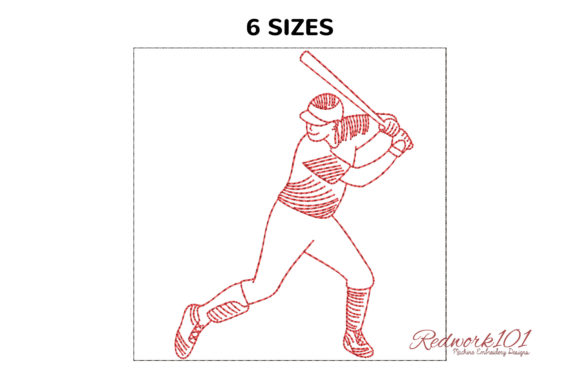 Baseball Player Swinging Redwork Review